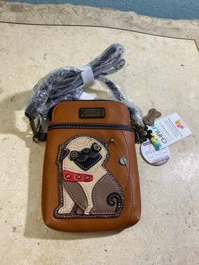 Chala Pug Cell Phone Crossbody Convertible Purse Handbag Orange NWT